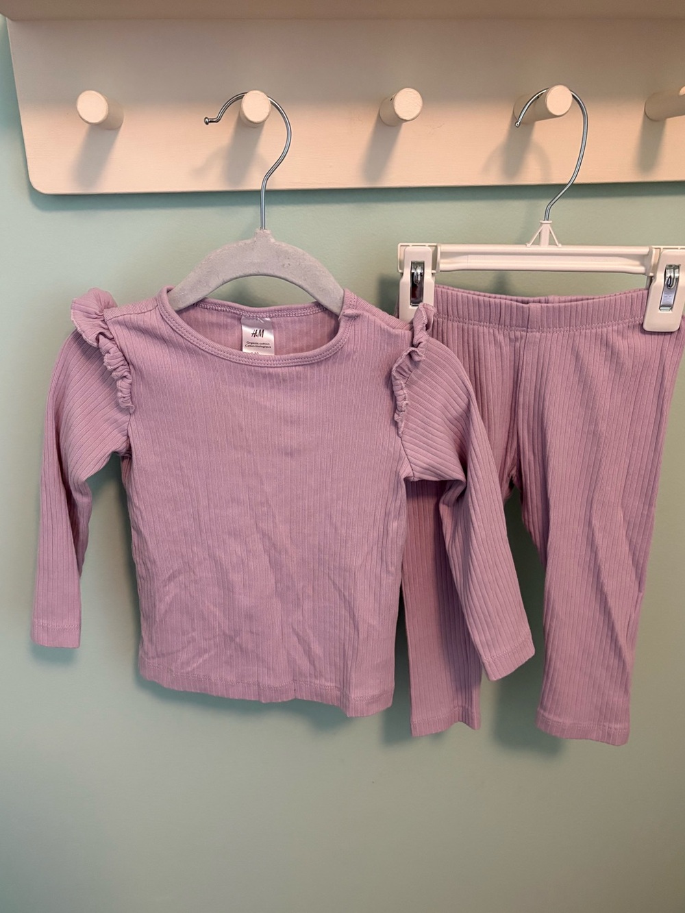 H&M Pastel Lilac Ribbed Baby Two-Piece Set